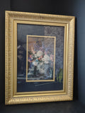 Randomlane Bouquet of Roses Delphinium Golden Navy Wall Design (lot 2626c)