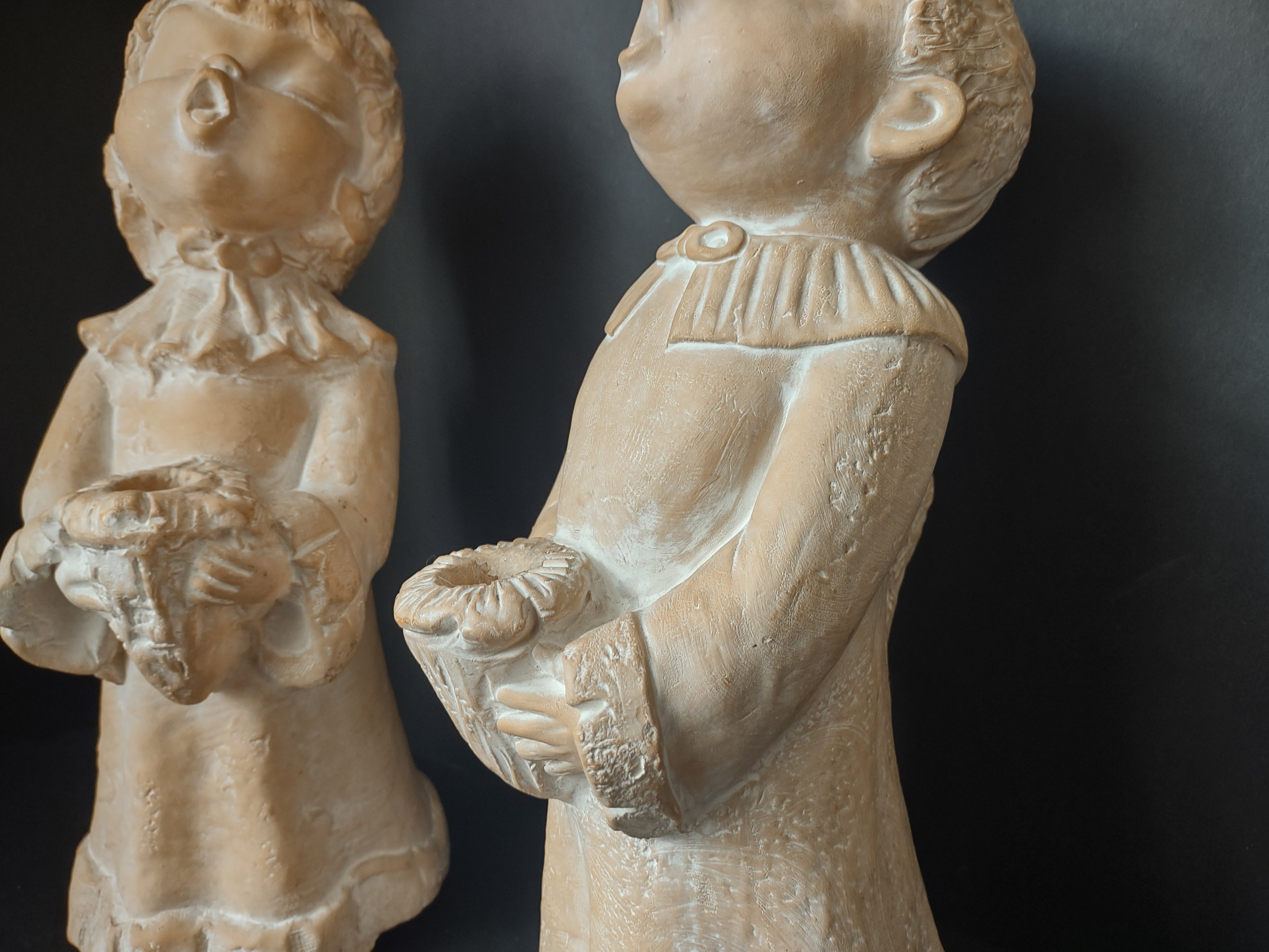 Christmas Decor Caroling Boy Girl Candle Holder 16" (lot 1259)