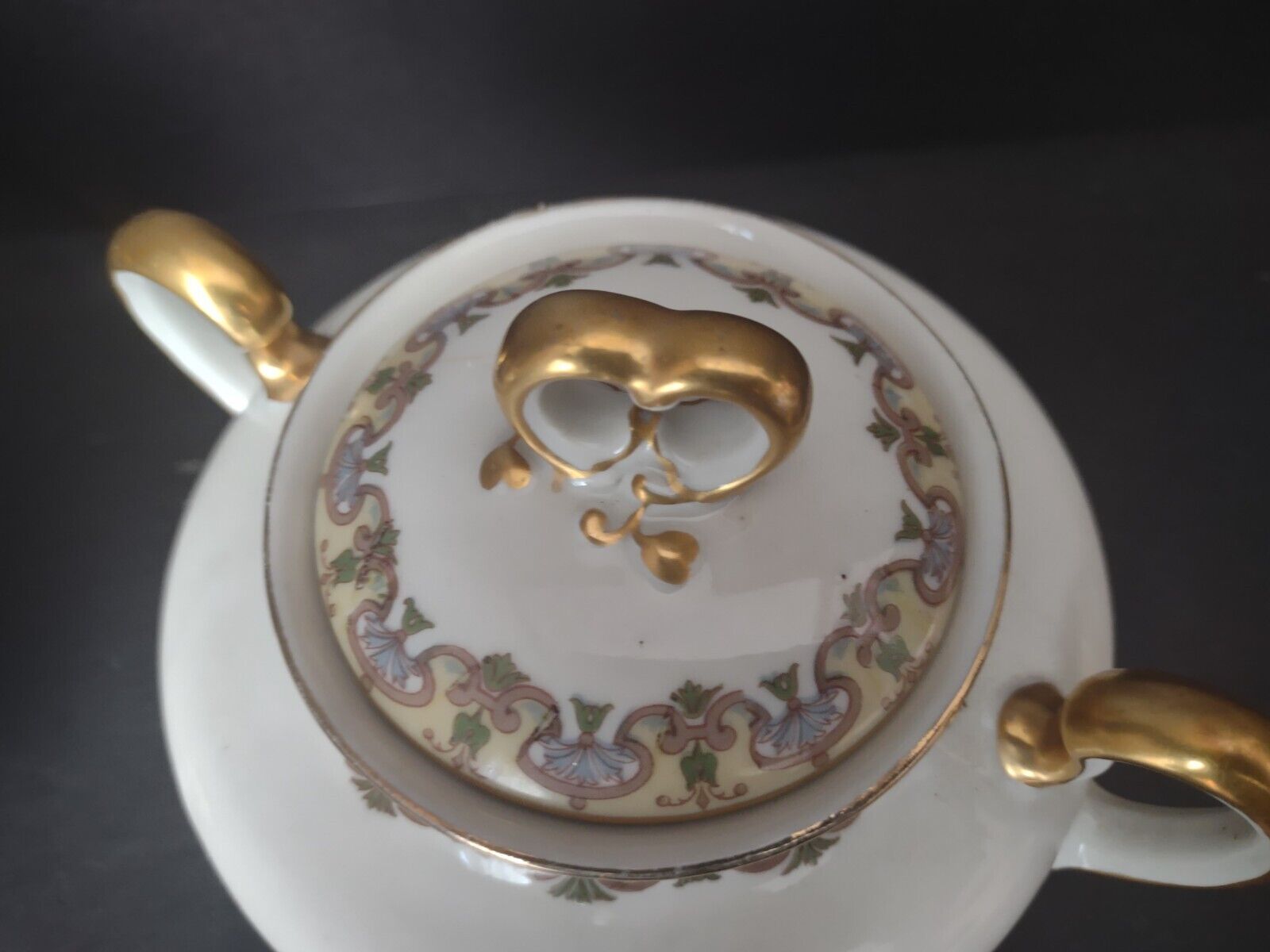 Wm Guerin France Limoges Set Creamer Sugar Bowl Gold Trim (lot 534)