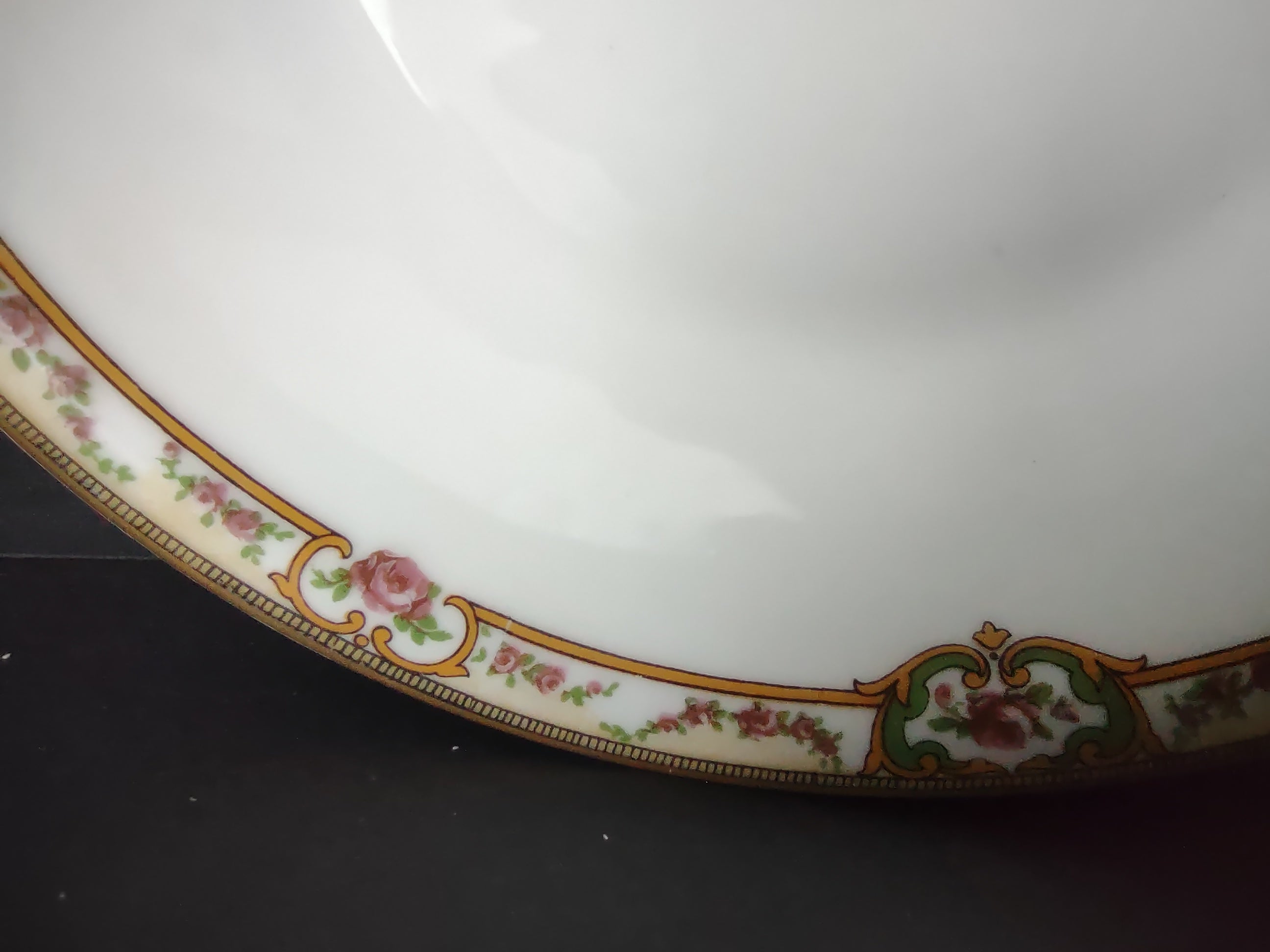 Haviland Limoges Cream Soup Plate 7-12" Gold Trim Rose French Chic (lot 990)