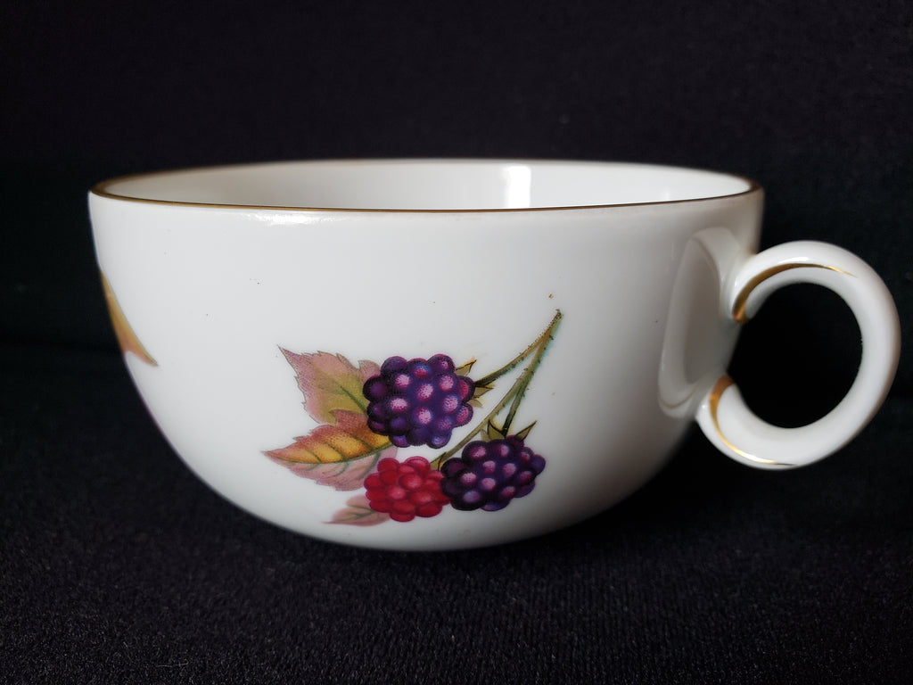 Vintage Royal Worcester Evesham Two Handle Bouillon Cup with Saucer (lot 2079)