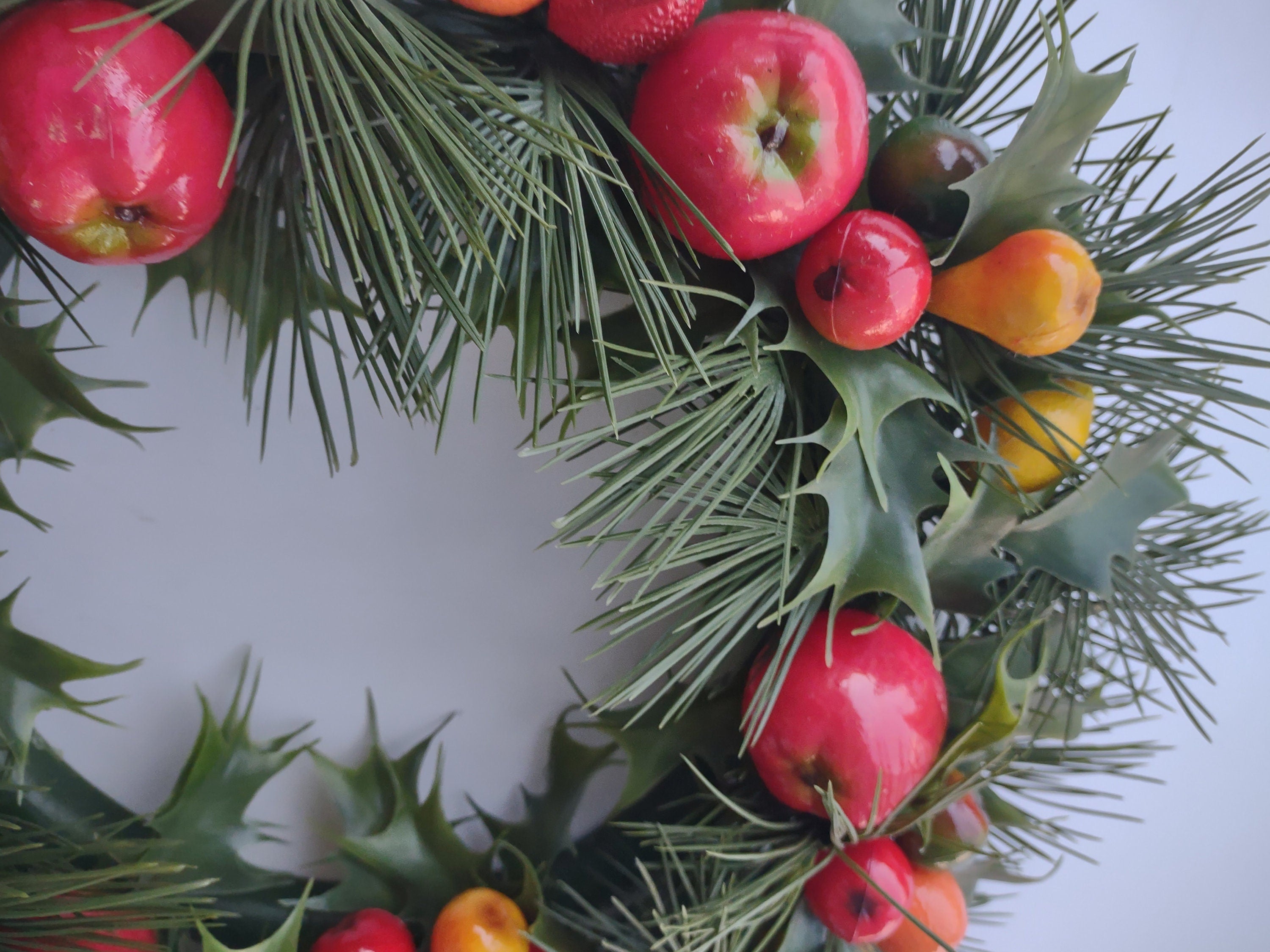 Halloween Artificial Fruit Autumn Fall Green Orange Yellow Wreath 14" (lot 3068)