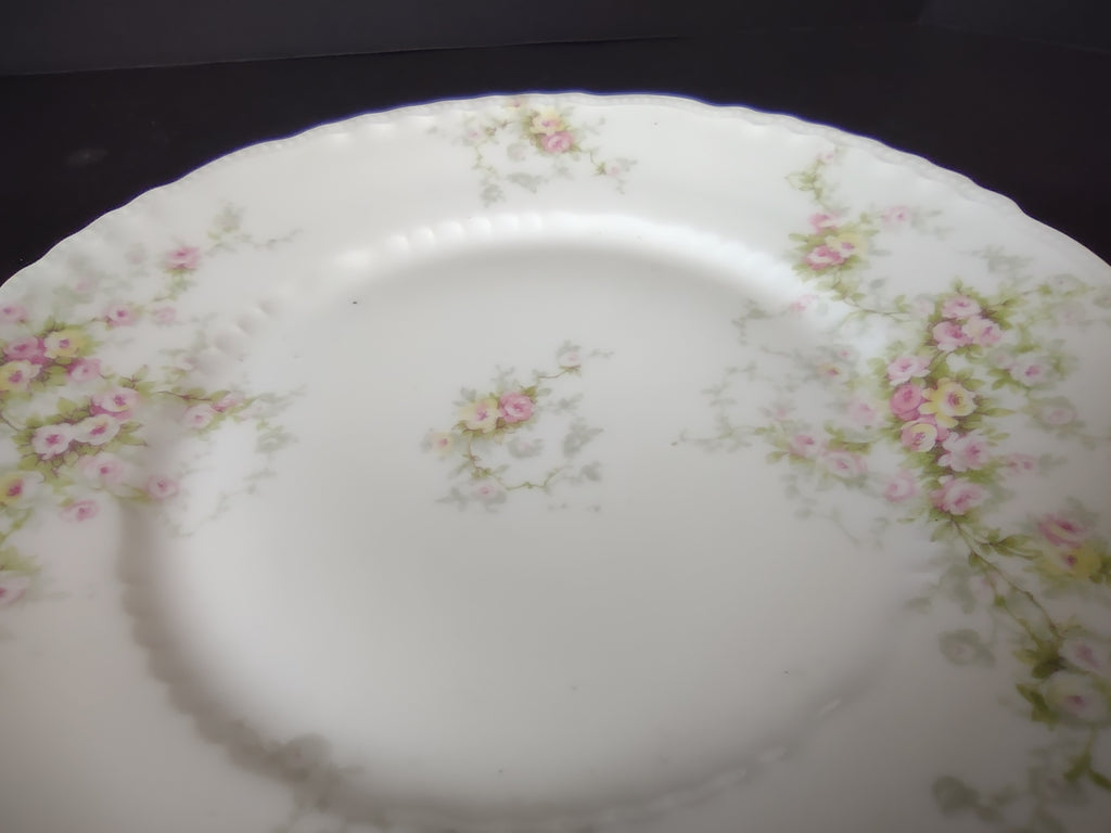 Haviland Limoges Set of Dinner Luncheon Plate Pink Purple Yellow Rose (lot 843)