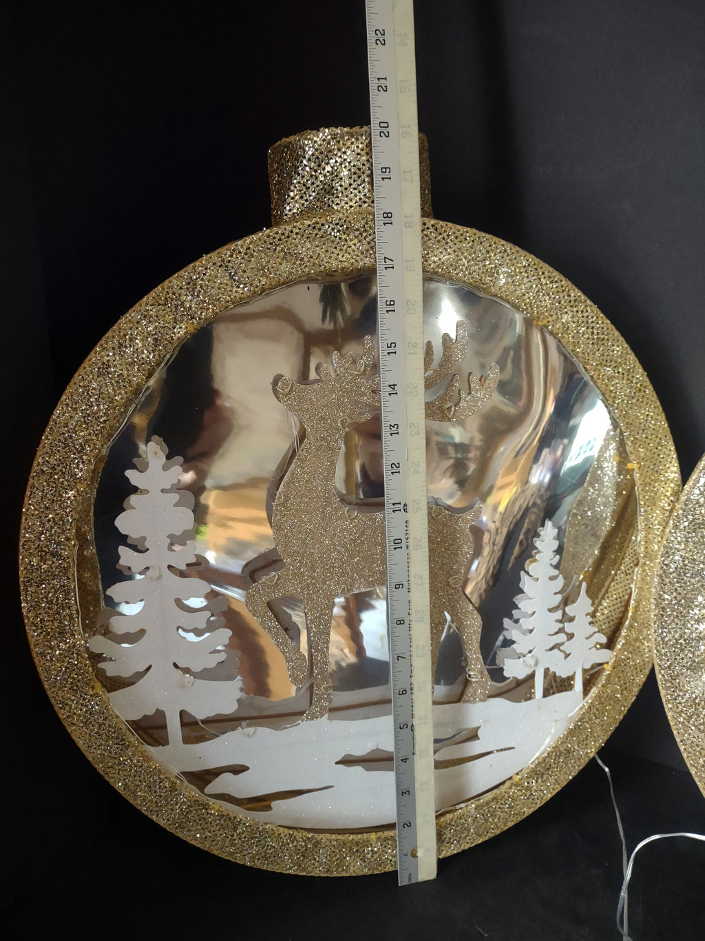 Christmas 3D Timer Ornament Shaped Light Up 18" Golden Glitter Deer (lot 3356)
