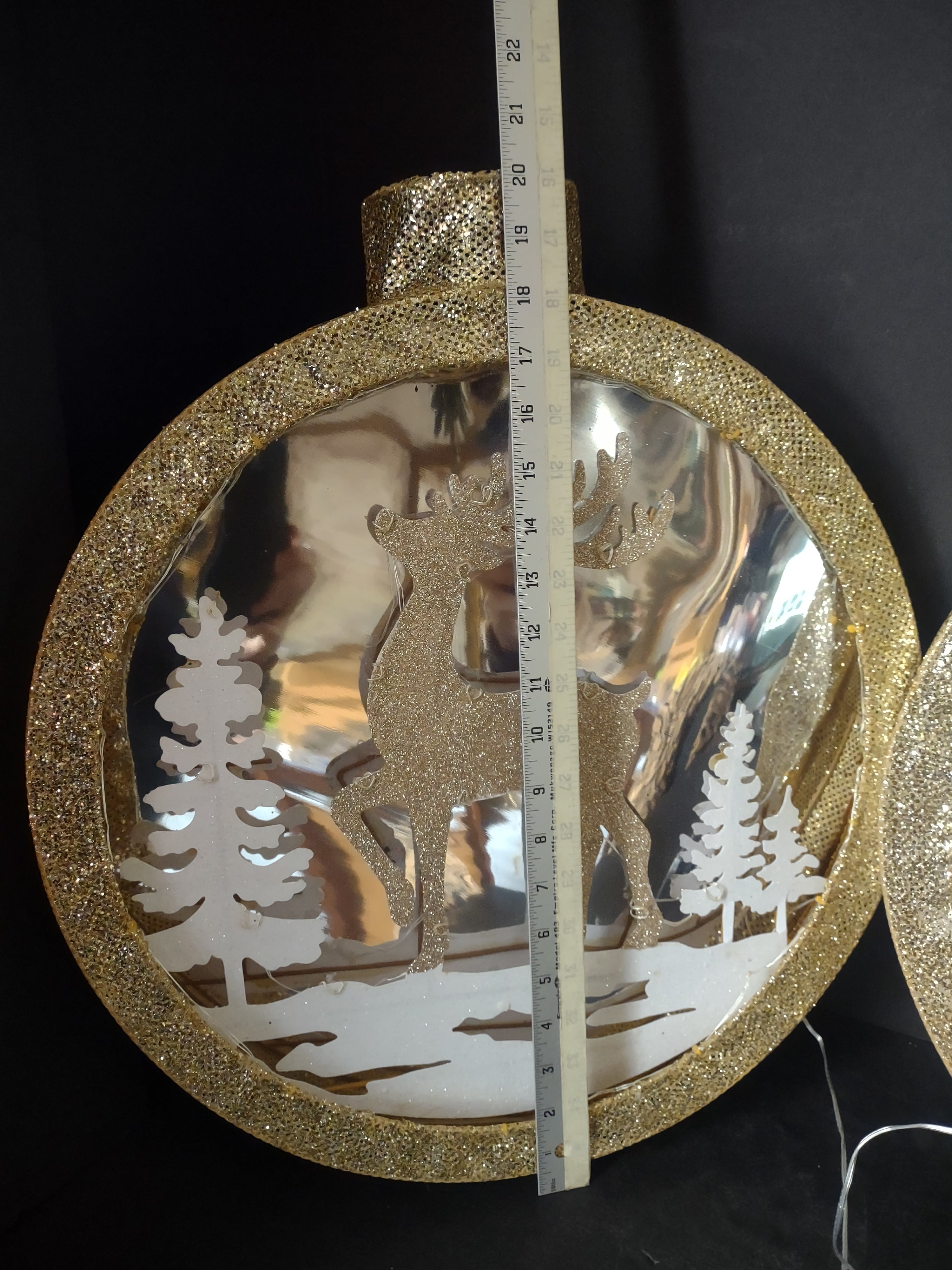 Christmas 3D Timer Ornament Shaped Light Up 18" Golden Glitter Deer (lot 3356)