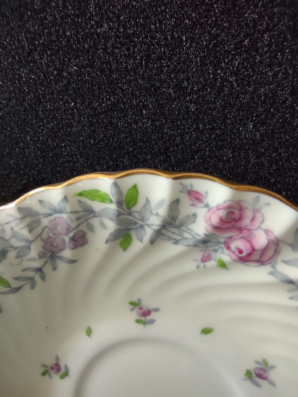 Vintage Minton Printemps Bullion Cup Liner Bone China Floral Gold x2 (Lot 5470)