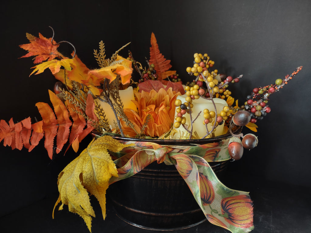 Halloween Thanksgiving Fall Centerpiece LED Flickering Candle w/Remote (Lot 3136