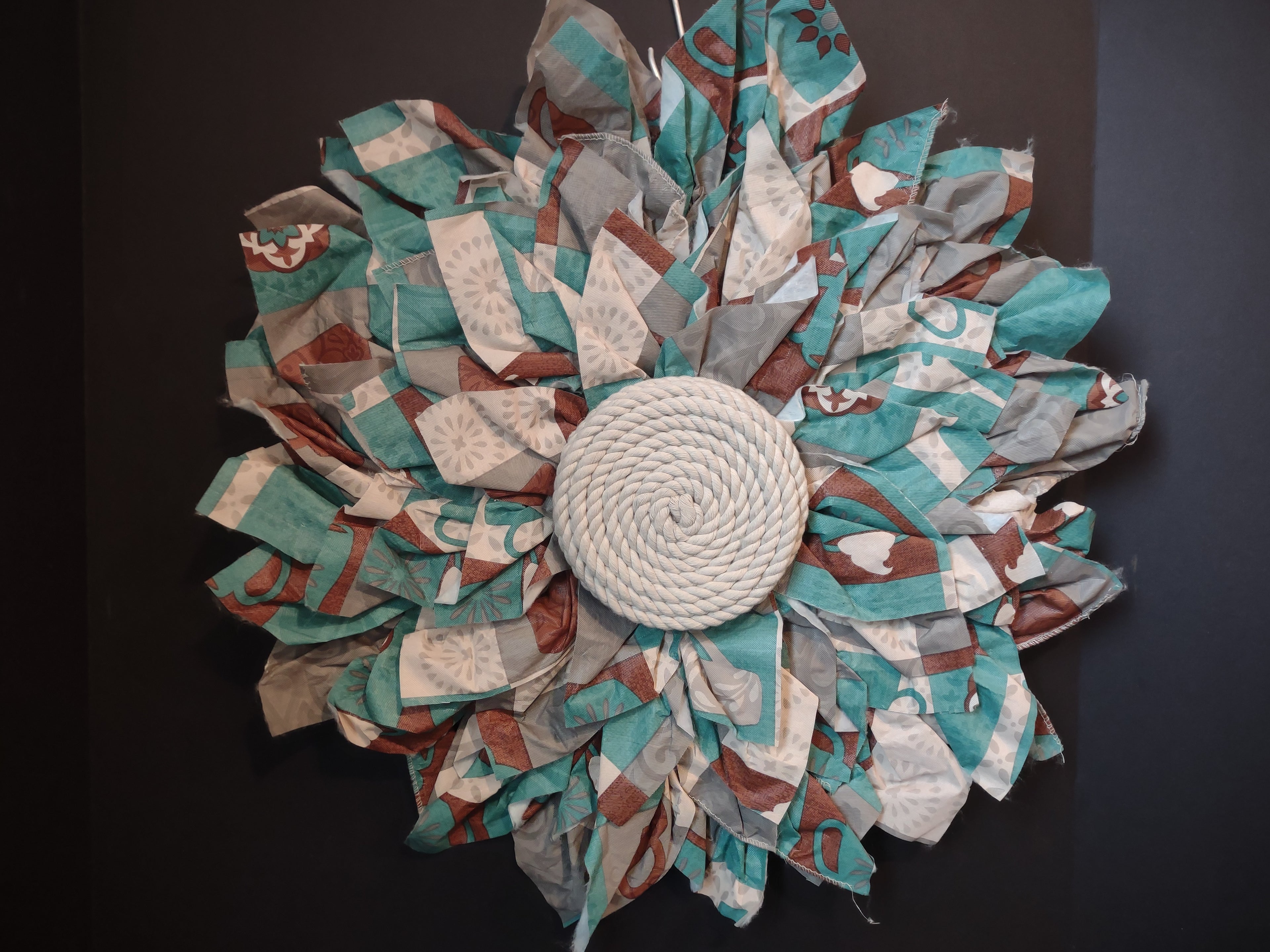 Front Door Wreath Spring Turquoise Brown Decor (lot 1366)