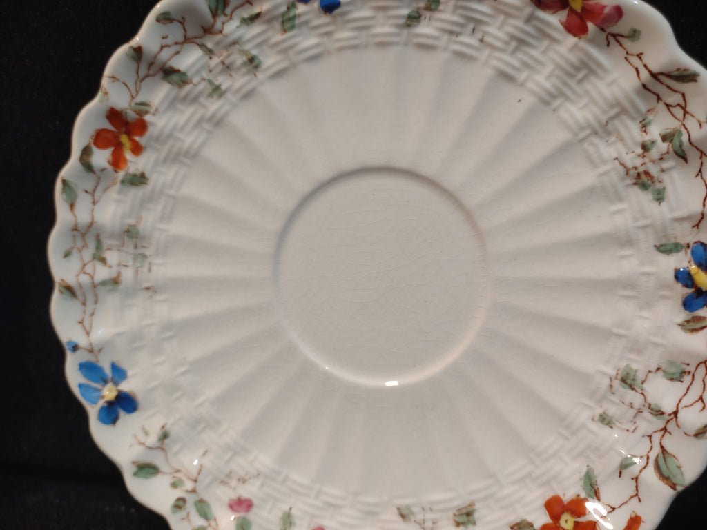 Vintage Spode Wicker Dale Demitasse Saucer x 2 Countryside Ironstone (lot 5754)