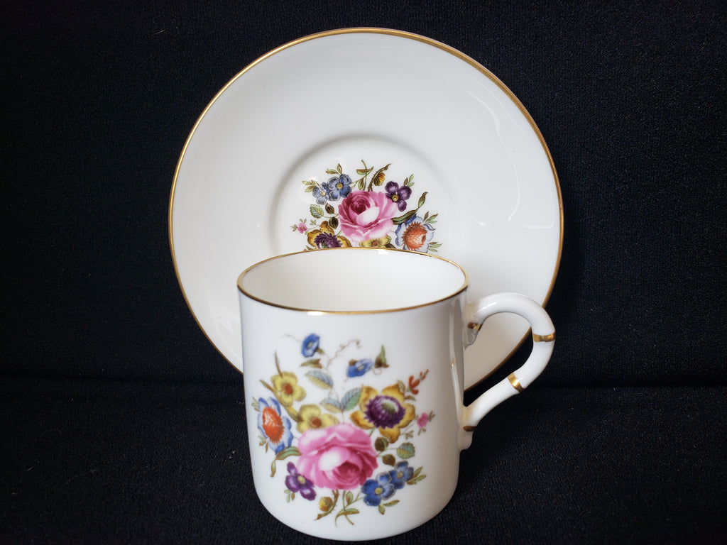 Vintage Royal Worcester Demitasse Cup with Saucer Roses (lot 2068)
