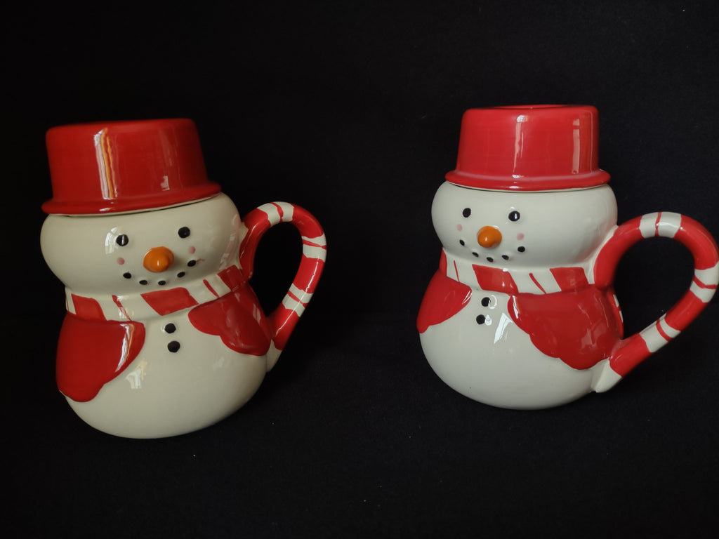 Christmas Set of 2 Chocolate Mugs Snowman (lot 1735)
