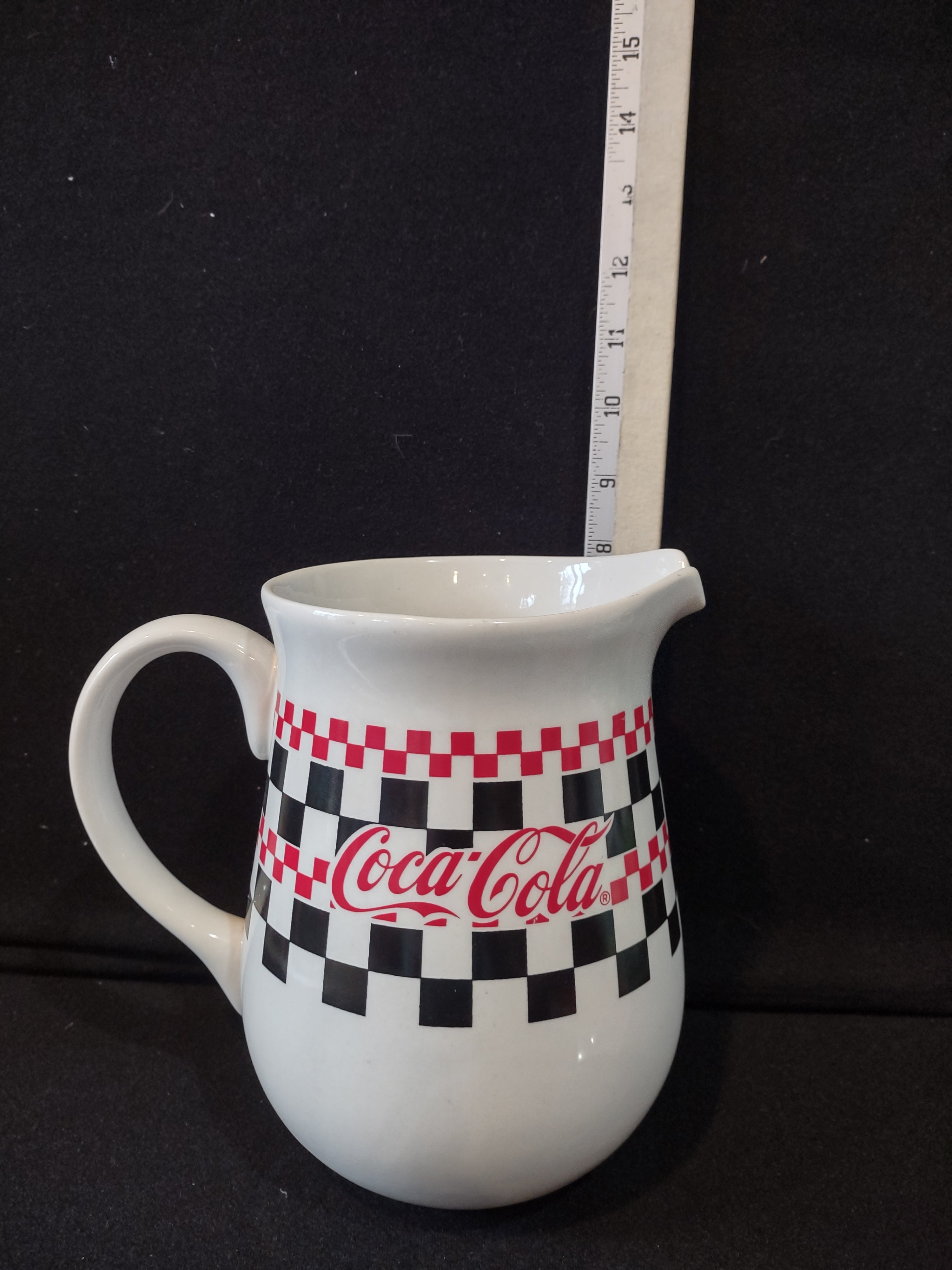 Vintage 1996 Coca Cola Pitcher Red Black Checkered (Lot 5421)