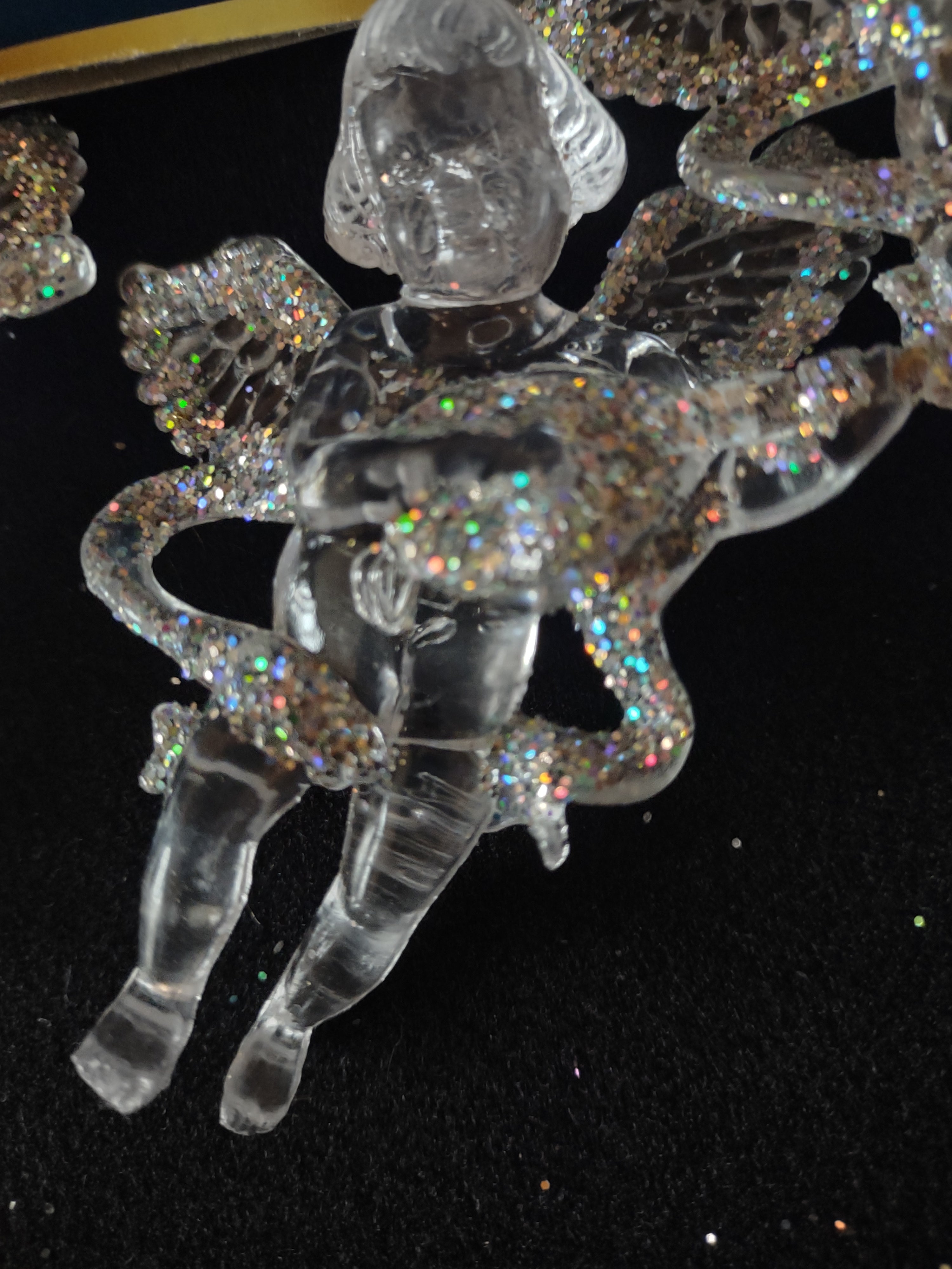 Christmas Angel Ornaments Clear Irridescent Musical Instruments X 15 (Lot 4591)