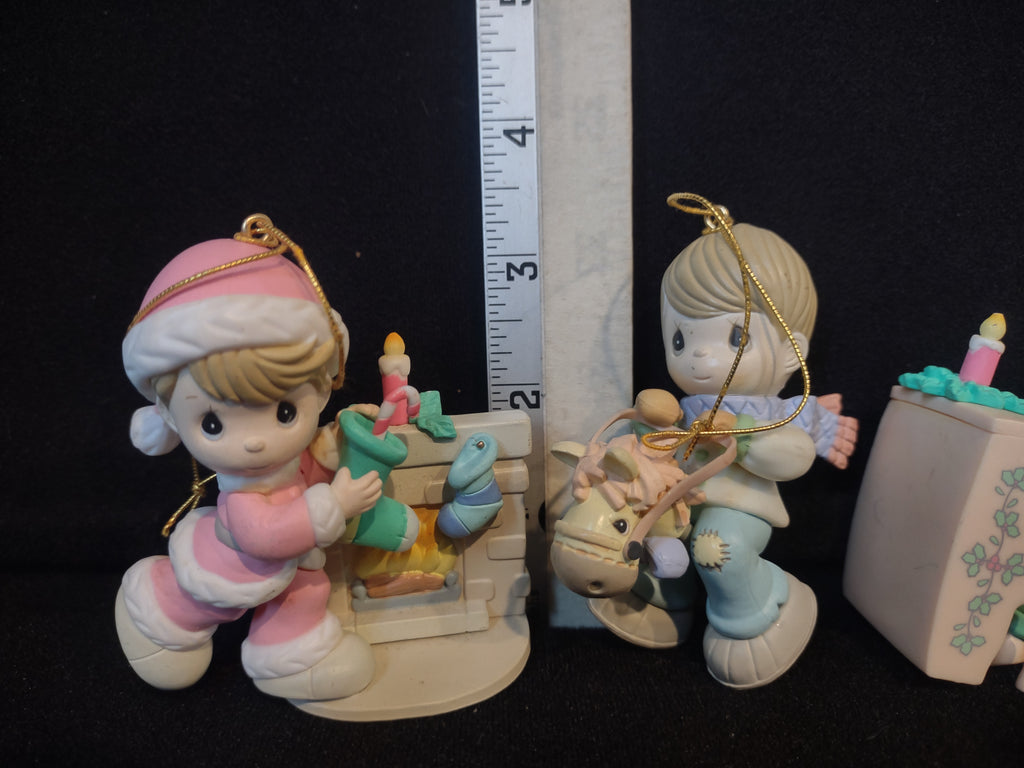 Christmas Hallmark Ornament x 4 Children Horsy Piano Fireplace (lot 2498c)