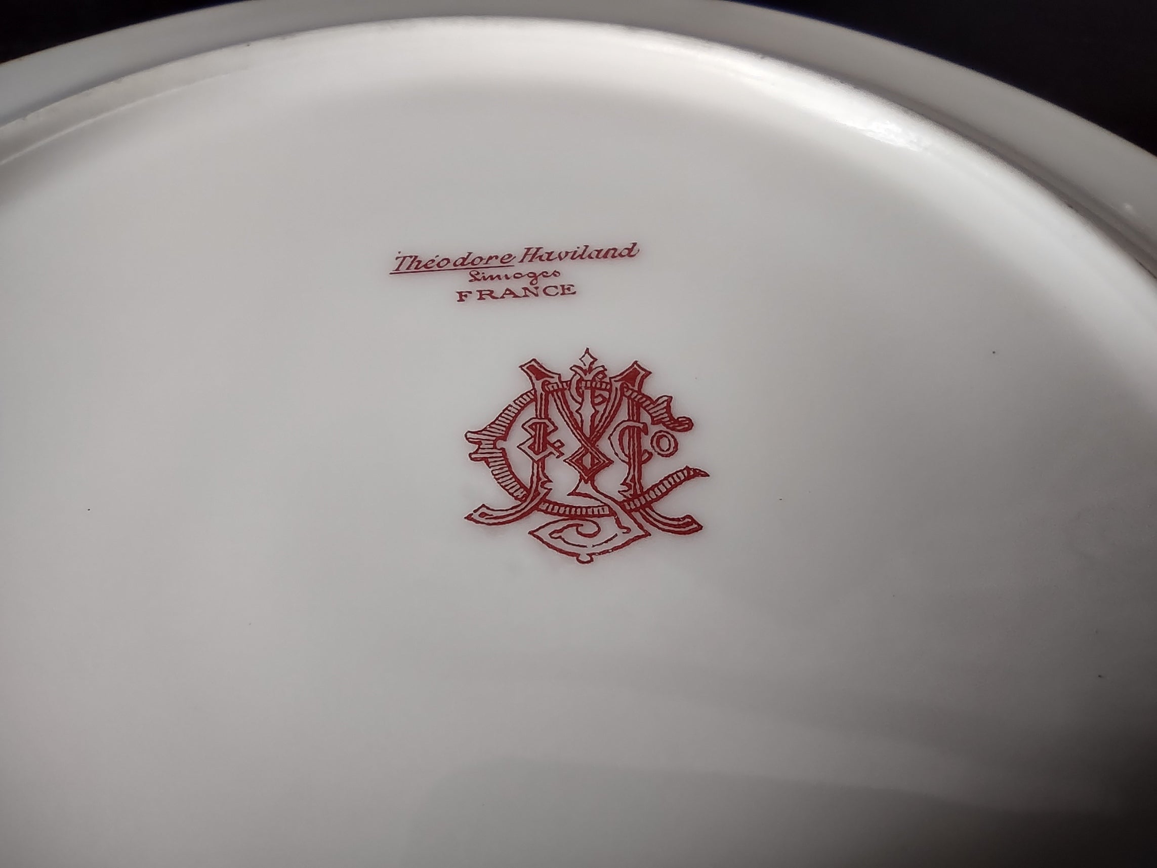 Haviland Limoges Dessert/Salad Plate Pink White Cabbage Rose Moss (lot 904)