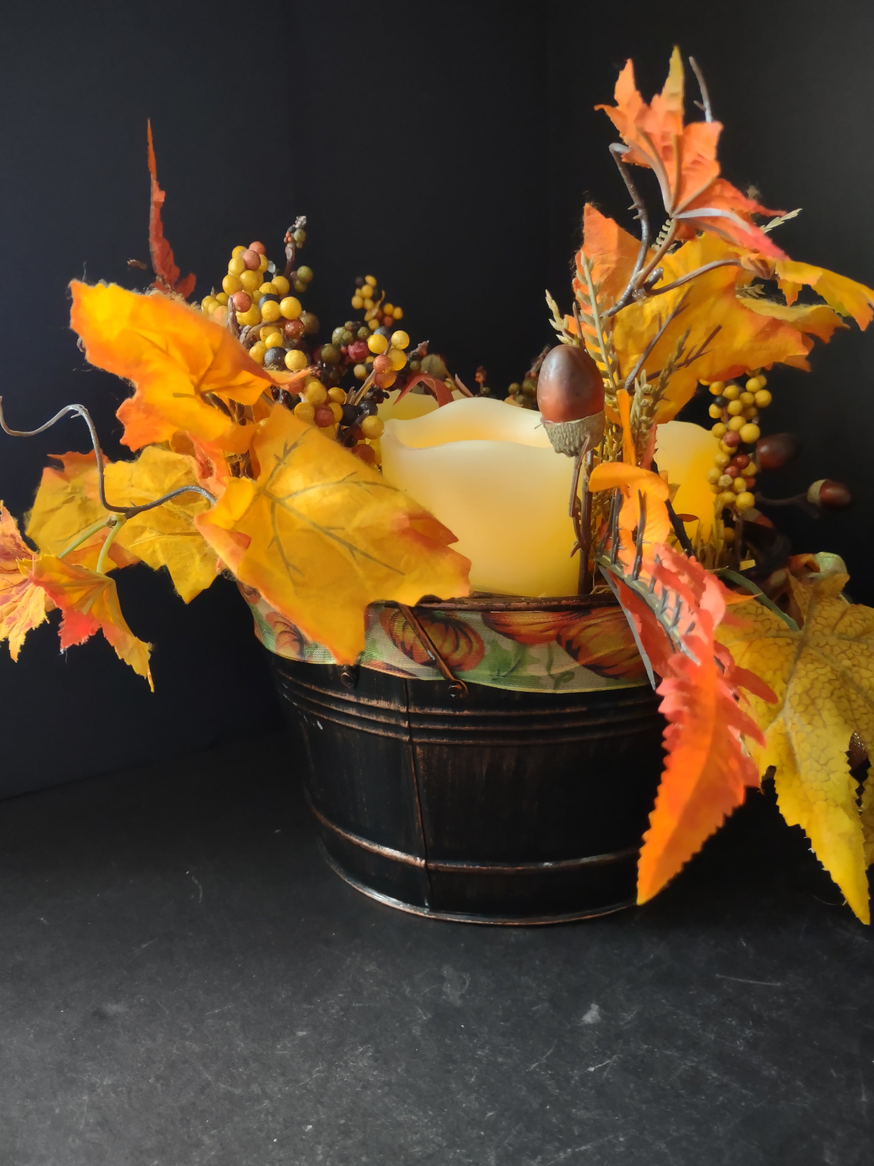 Halloween Thanksgiving Fall Centerpiece LED Flickering Candle w/Remote (Lot 3136