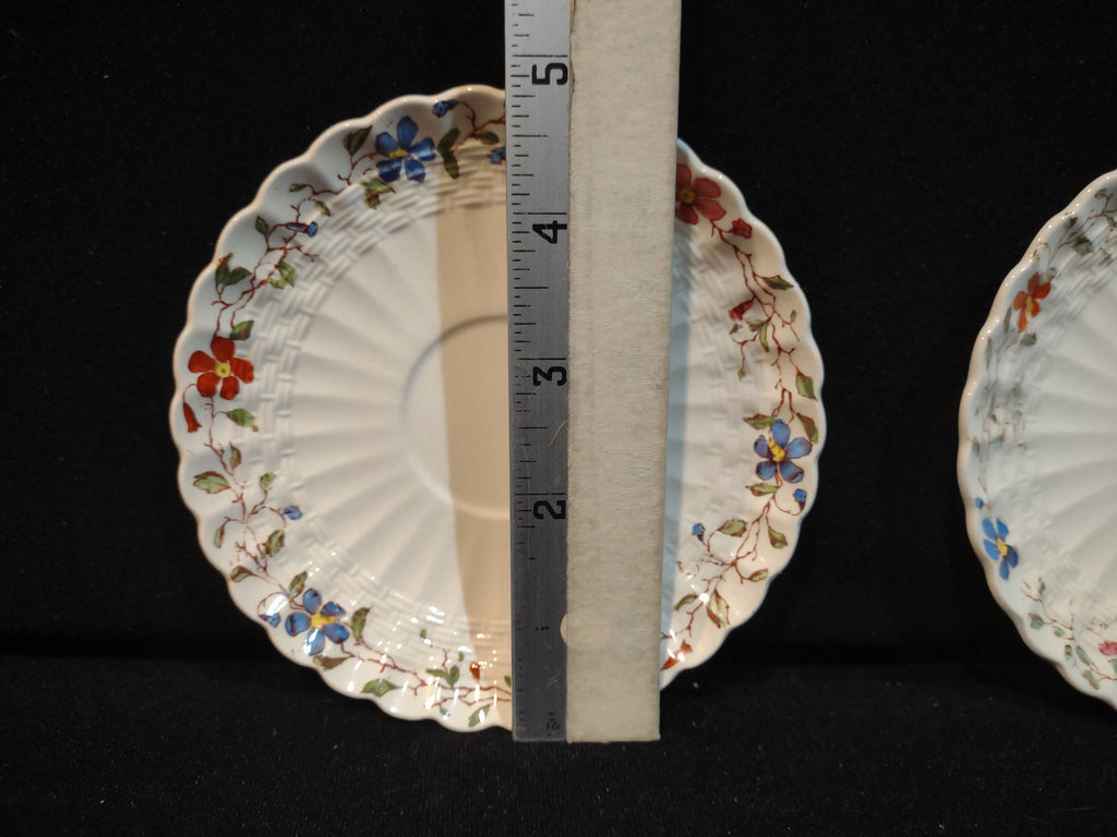 Vintage Spode Wicker Dale Demitasse Saucer x 2 Countryside Ironstone (lot 5754)