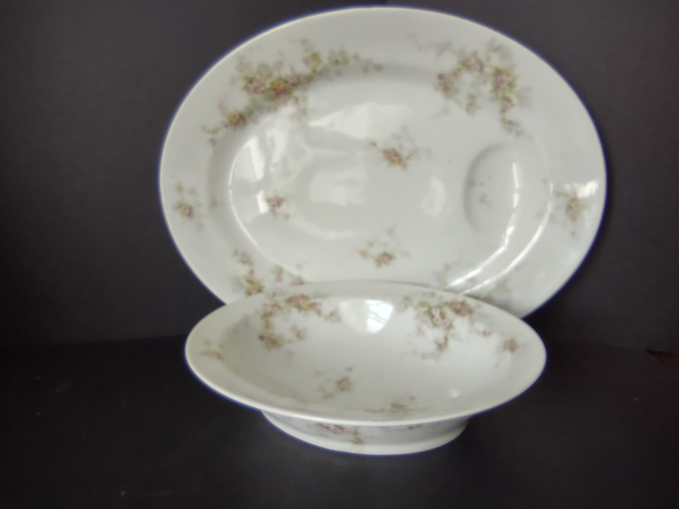 Haviland Limoges Schleiger 149 Set Serving Bowl + Platter Yellow Rose (lot 913)