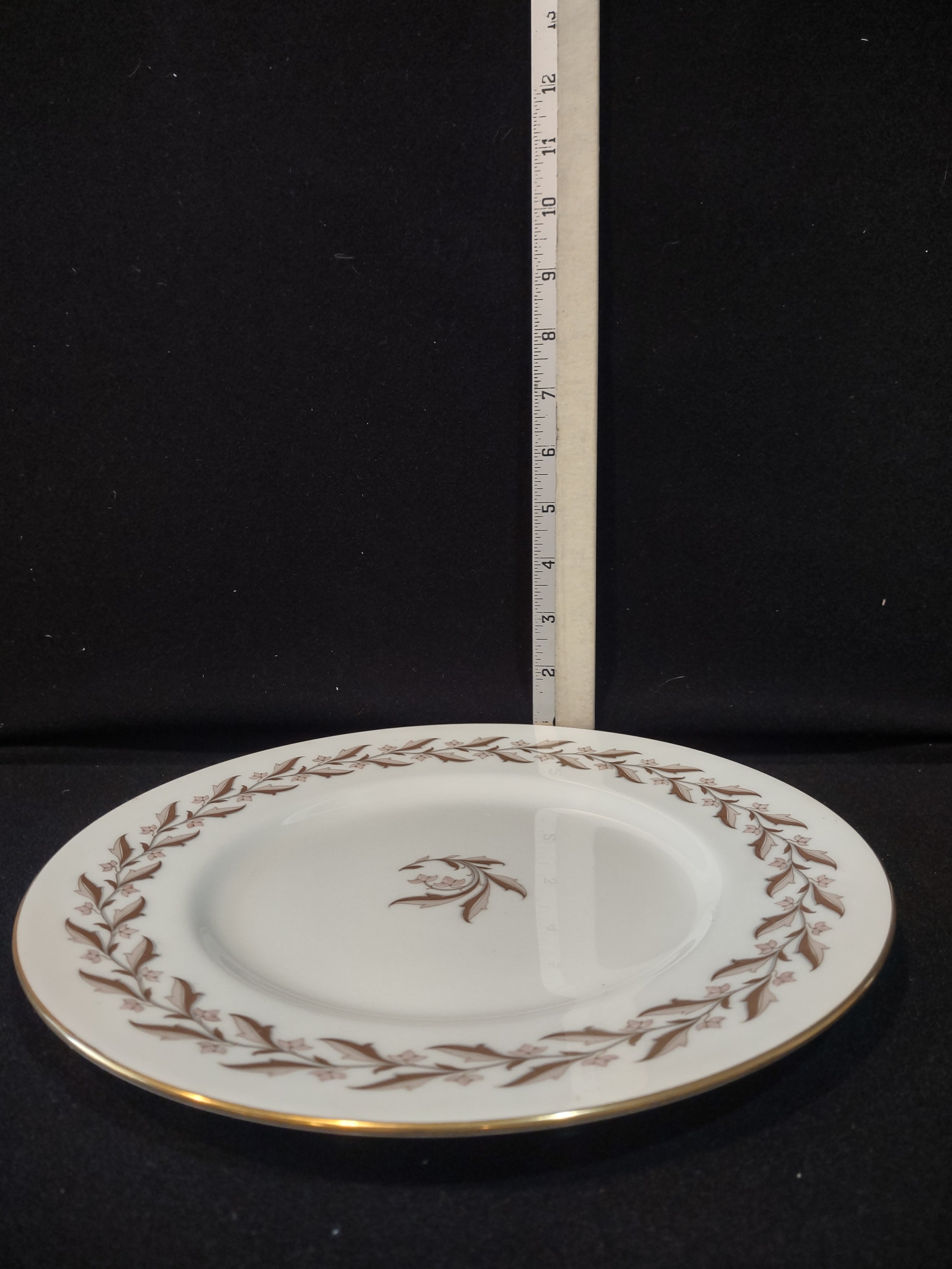 Vintage Minton Rosewood Dinner Plate Bone China Pink Gold Trim x 3 (Lot 5432)