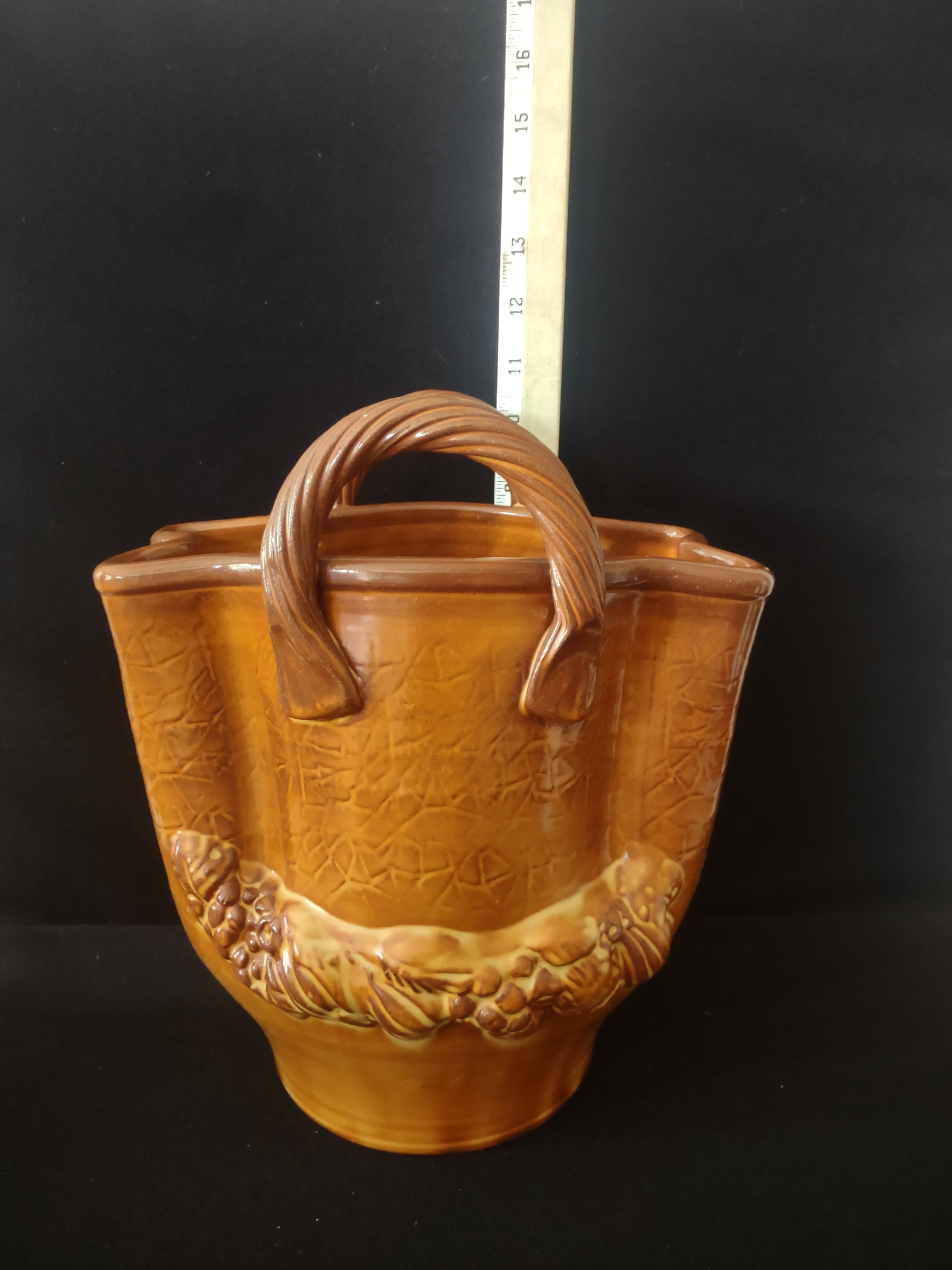 Vintage Italian Ceramic Hand Bag Basket Planter (Lot 3197)