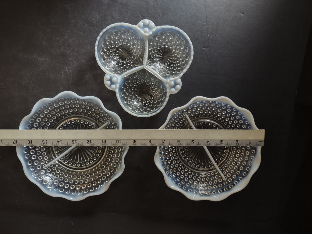 Anchor Hocking Hobnail Moonstone Serving Dish Set of 3 (lot 2600c)
