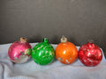Vintage Christmas Ornament Red Bulb x 4 Shiny Brite 2-1/2" IMERFECT (lot 3452)