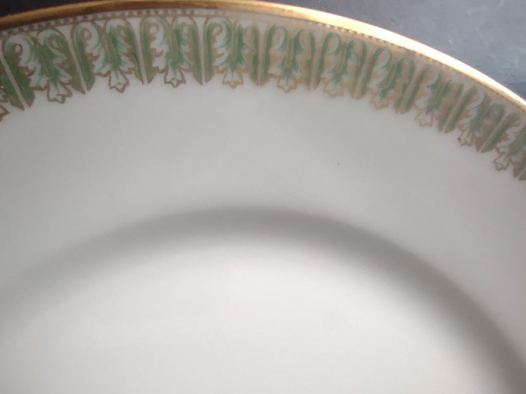 Haviland Limoges France Dessert 7-1/2" Gold Trim Green Gold Design (lot 603)