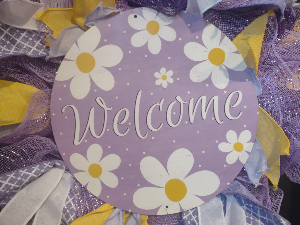 Spring Easter Welcome Wreath Ribbon Mesh (lot 1397)