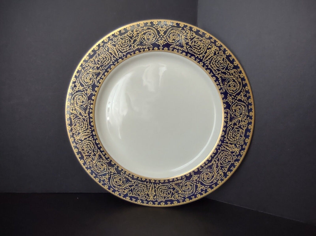 Alvin USA Heavy Ornate Gold Trim Cobal Blue Dinner Plate 10-1/8" (lot 722)