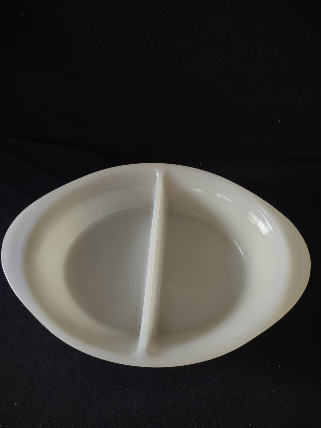 Vintage Glasbake Milk Glass Divided Casserole Dish Red Rose (Lot5292)