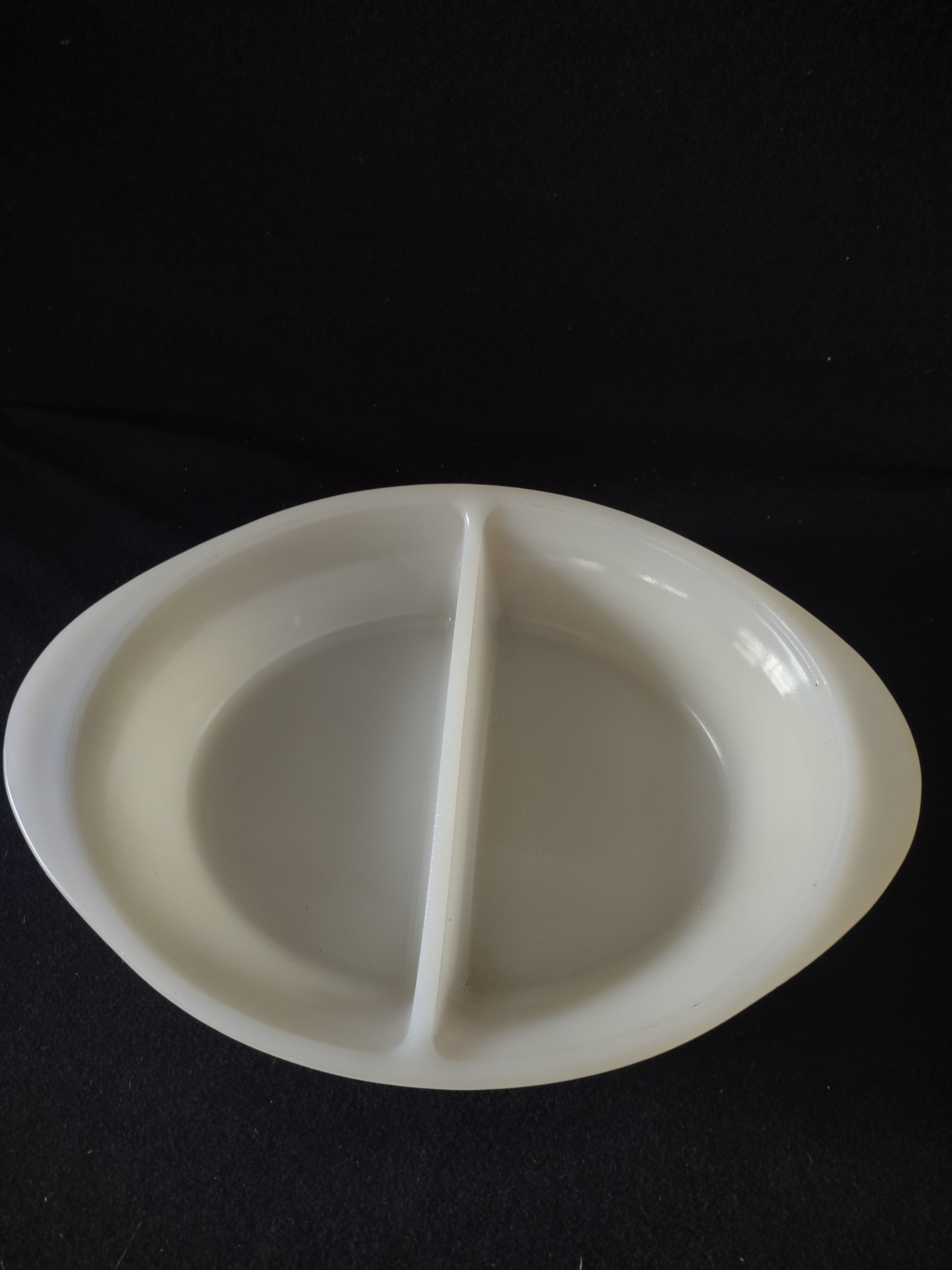 Vintage Glasbake Milk Glass Divided Casserole Dish Red Rose (Lot5292)