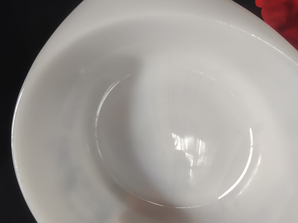Vintage Glasbake Milk Glass 2QT Casserole Currier & Ives Blue Farm (Lot5131)