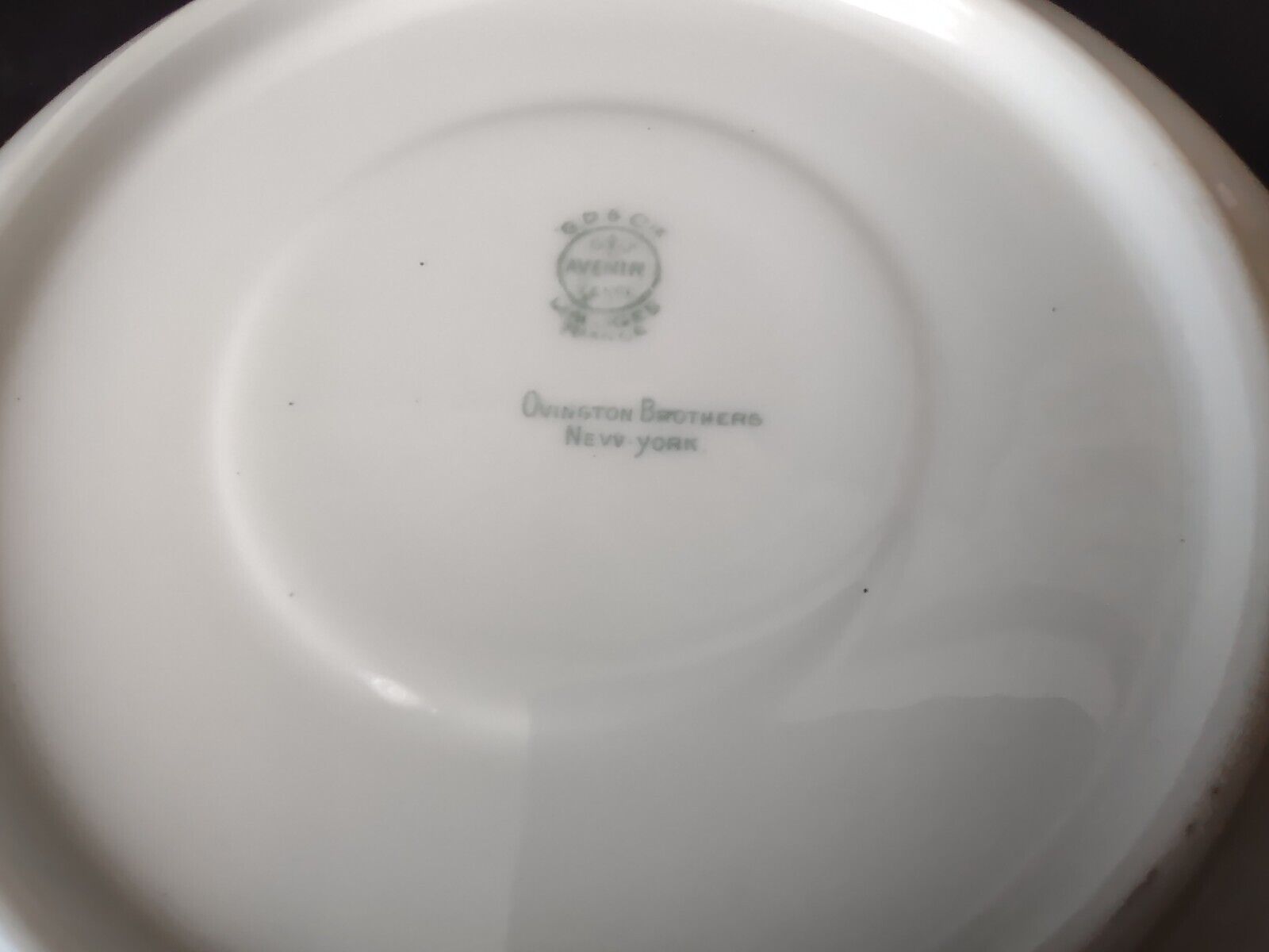 Avenir Limoges Ovington Bros Teacup & Saucer Yellow Black Trim Bow Rose lot 730