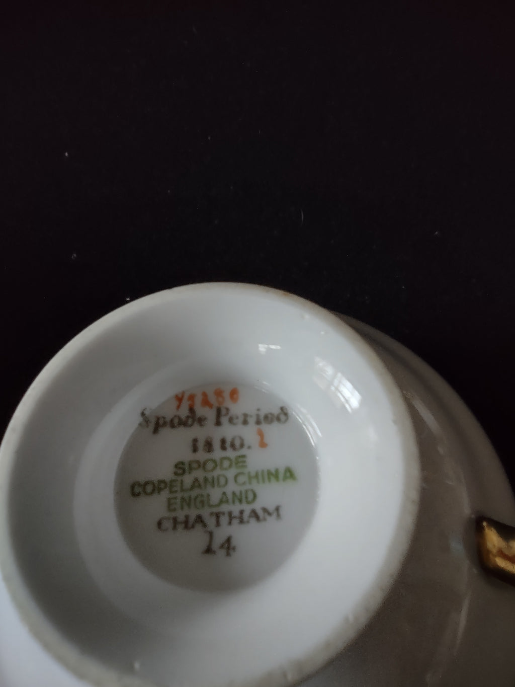 Vintage Spode Teacup Saucer Chatham #14 Bone China Gold Trim Set Of 2 (Lot 5711)