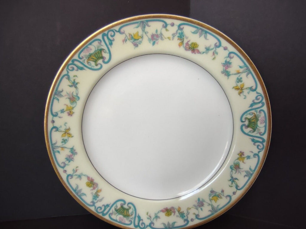 Haviland Limoges Blue Cream Yellow Flower Gold Trim Salad Plate 7-1/2" (lot 727)