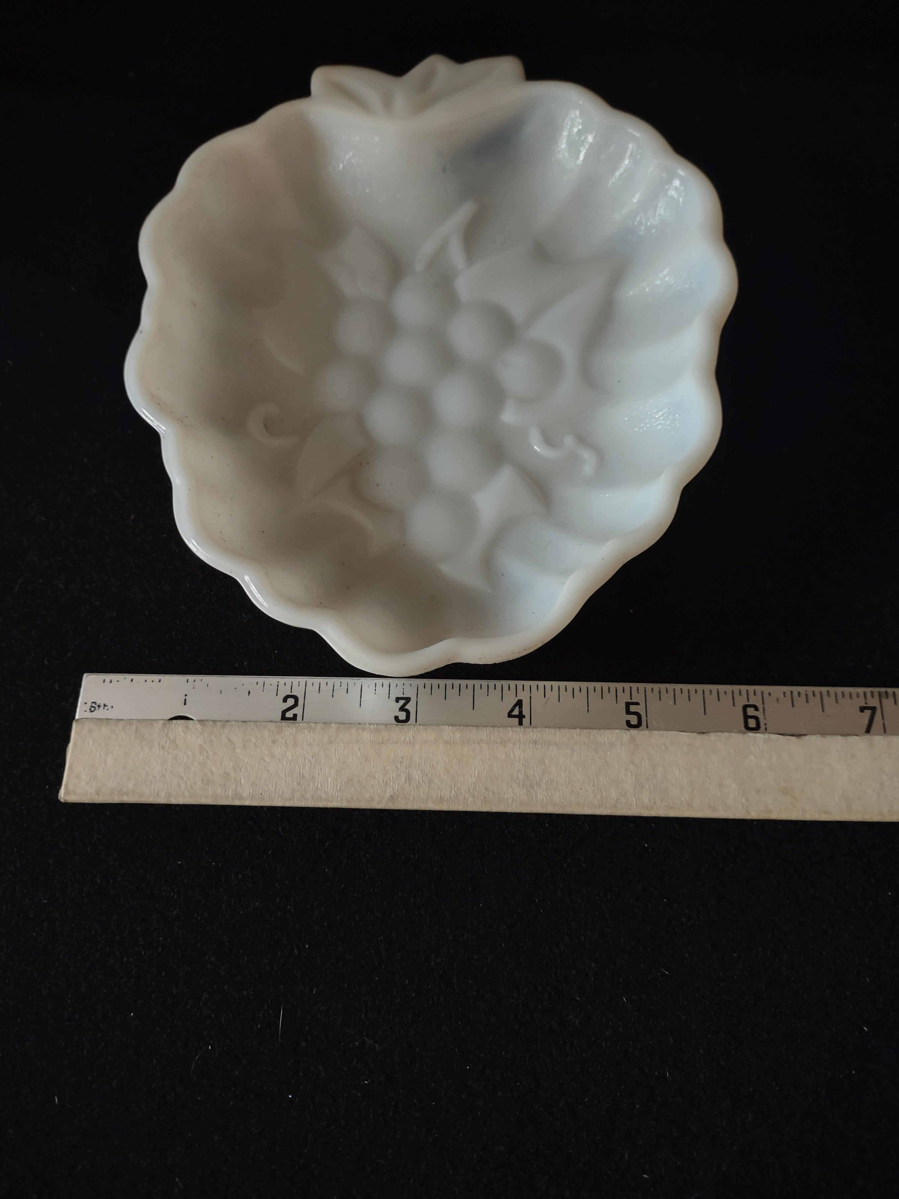 Vintage Hazel Atlas Milk Glass Grape Shaped Candy Relish Dish x 2 (Lot 5250)