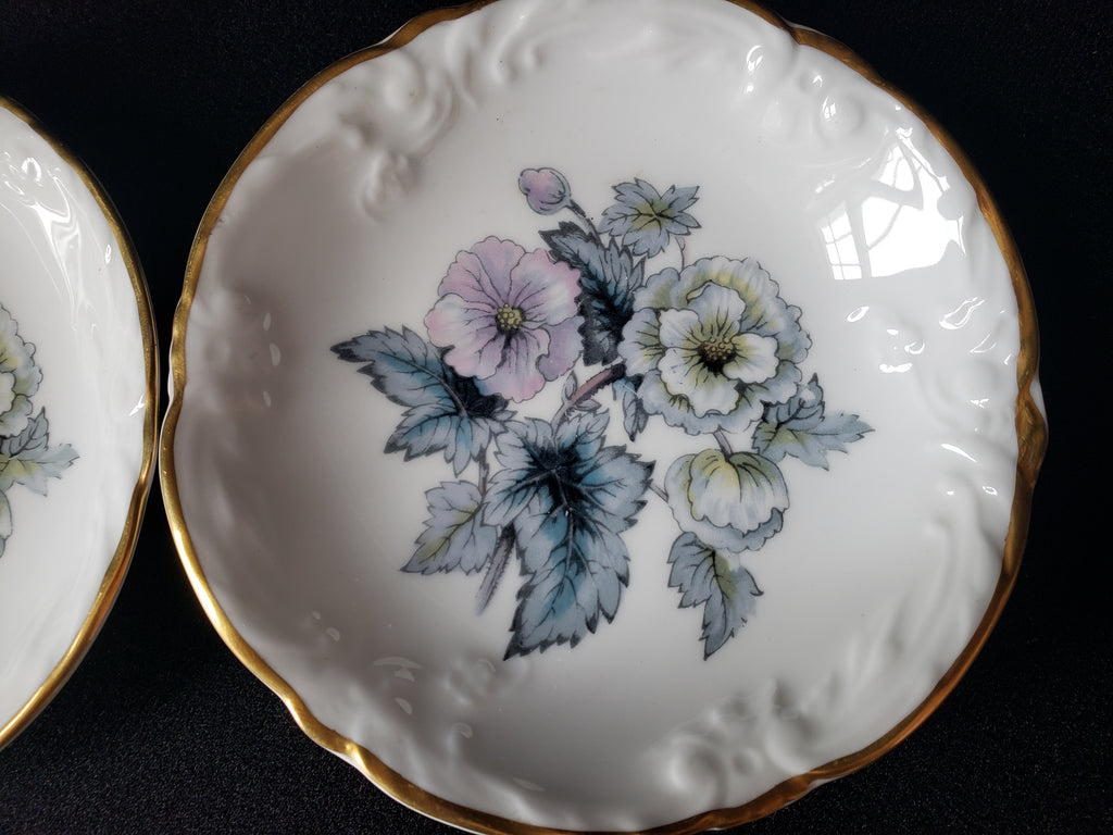 Vintage Royal Worcester Set 2 Coaster Small Dish Gold Trim 4"(lot 2070)