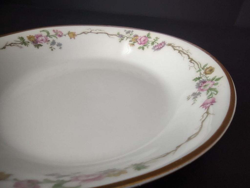 Vintage GDA Limoges Gold Coupe Soup Bowl Plate Summer Flower Garland (lot 691)