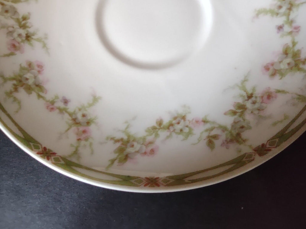Haviland Limoges France Saucer Plate Gold Trim Pink Rose (lot 554)