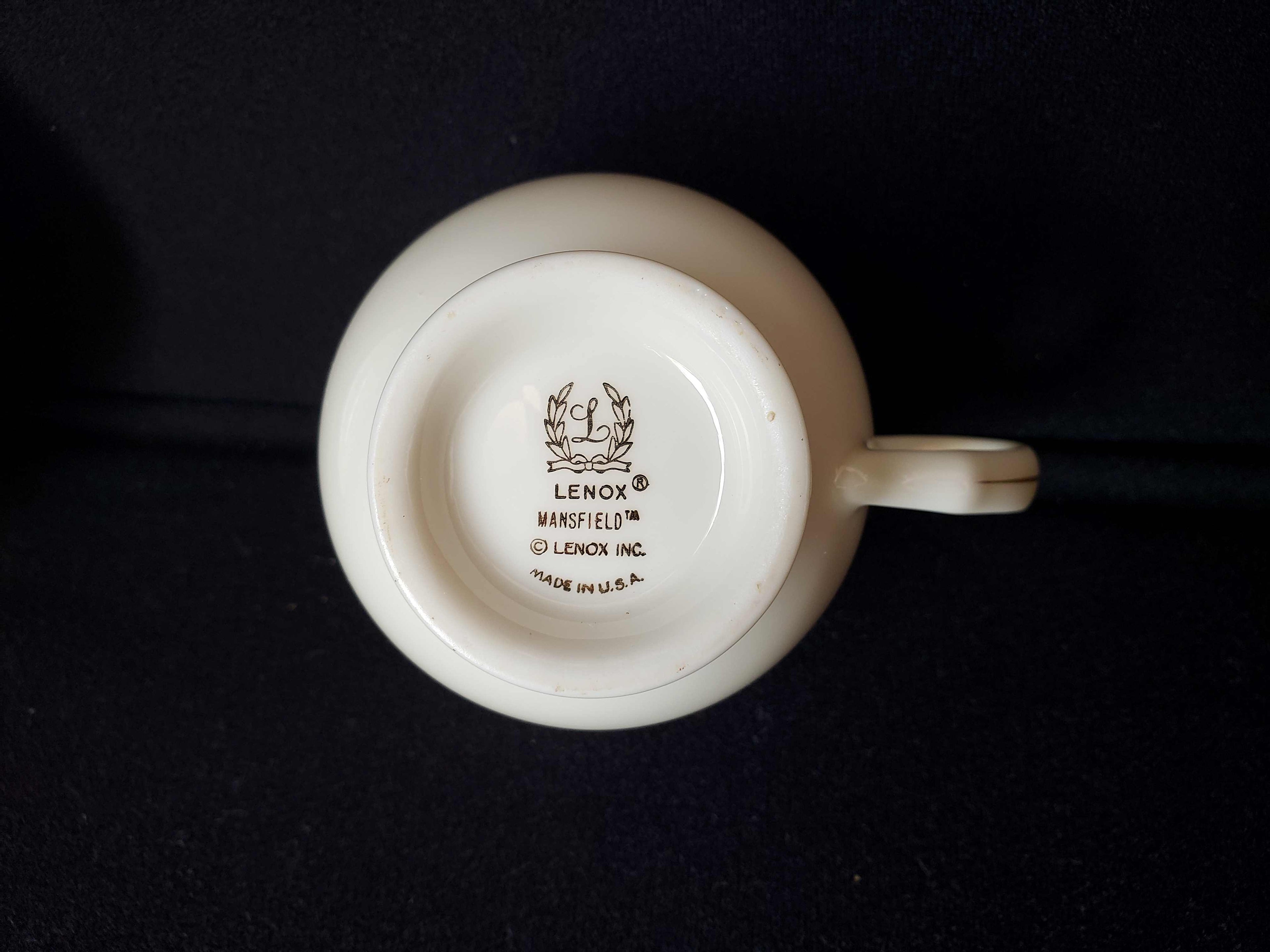 Vintage Lenox Mansfield White Gold Band Tea Cup with Saucer (lot 1935)