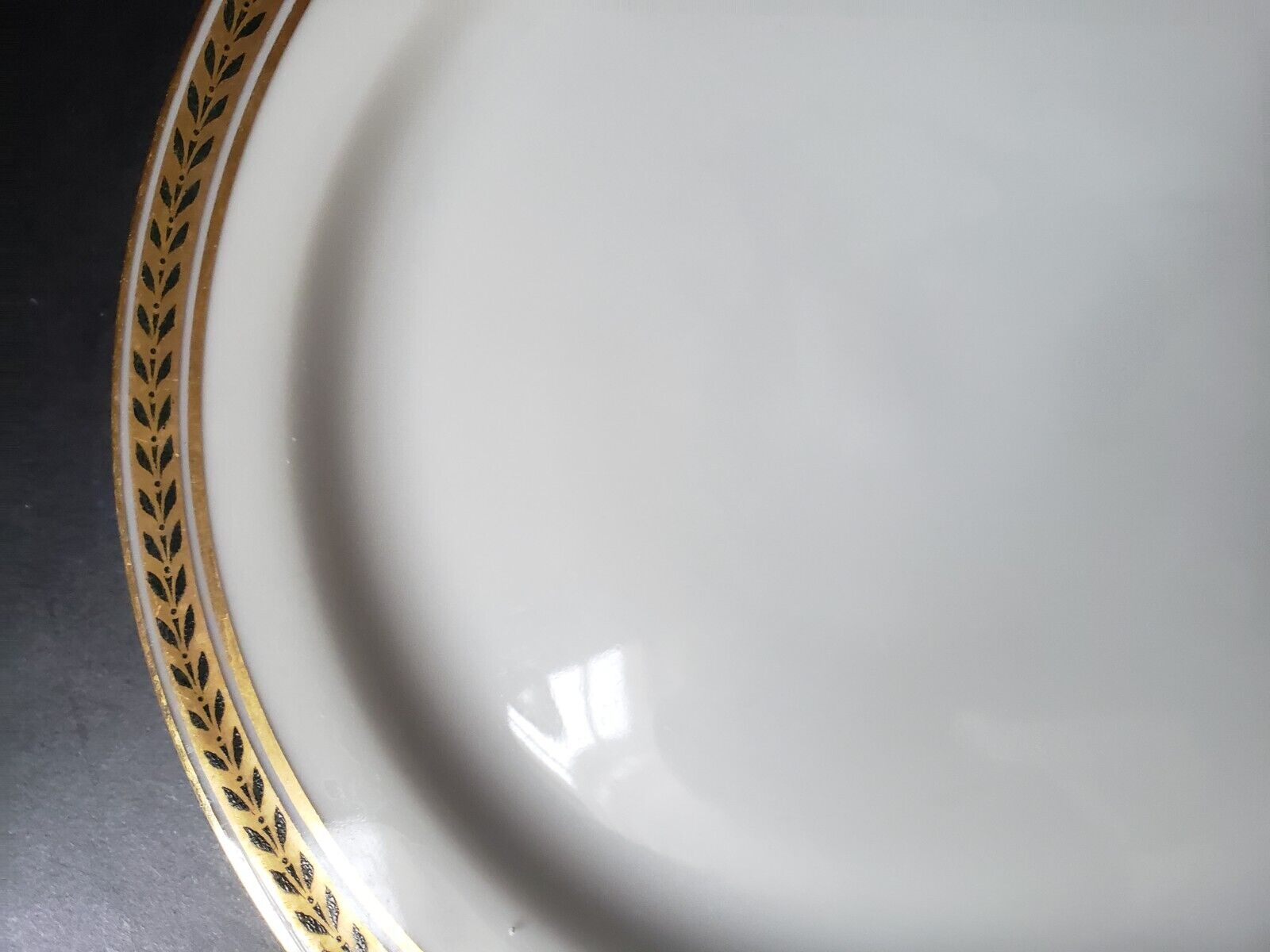 JP Limoges France Gold Trim Green Laurel 2 x Bread/Butter Plate (lot 601)