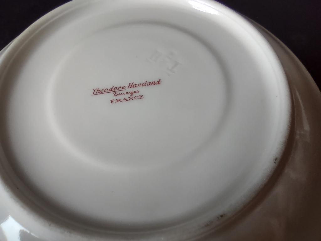 Haviland Limoges Saucer ONLY Pink White Cabbage Rose Moss (lot 910)