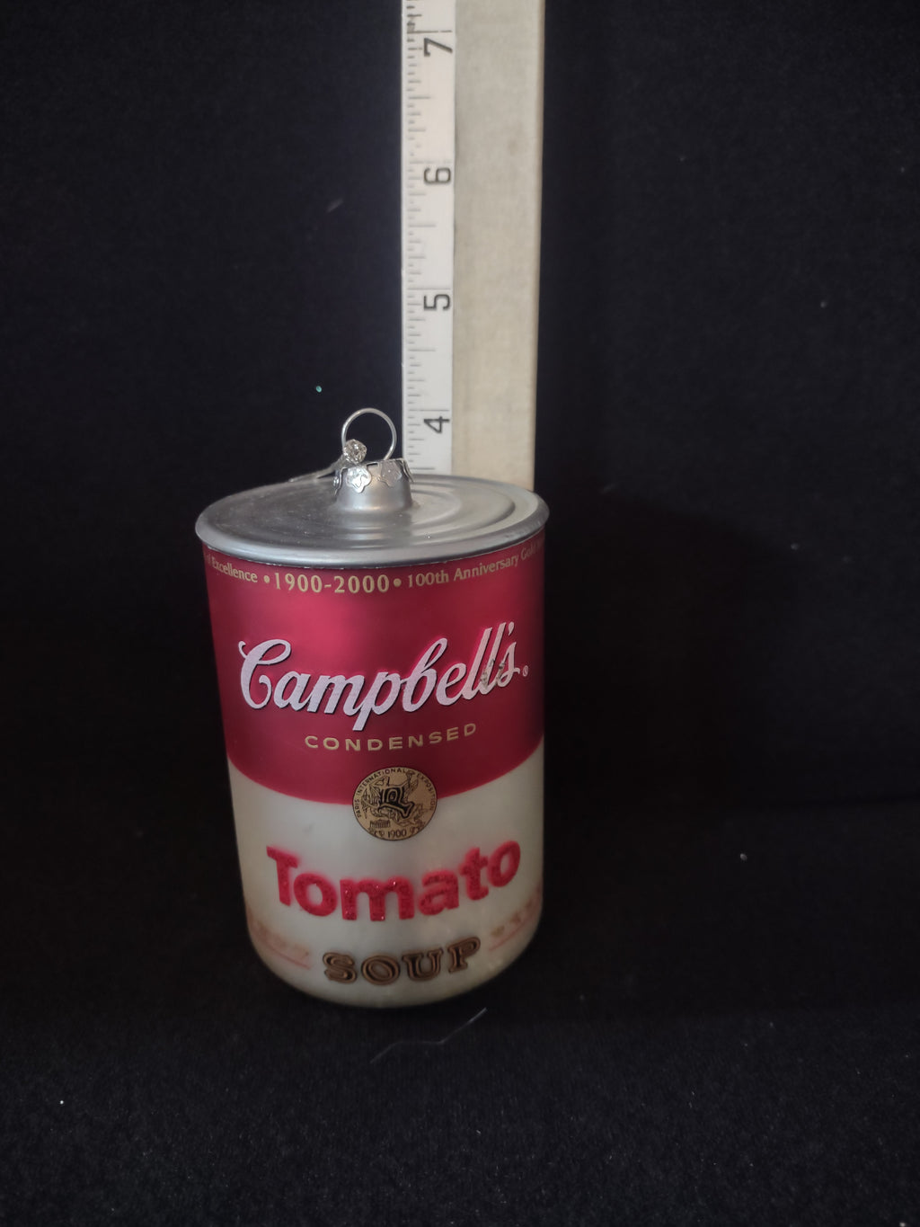Anniversary 2000 Campbells Glass Tomato Soup Can Christmas Ornament (Lot 4685)