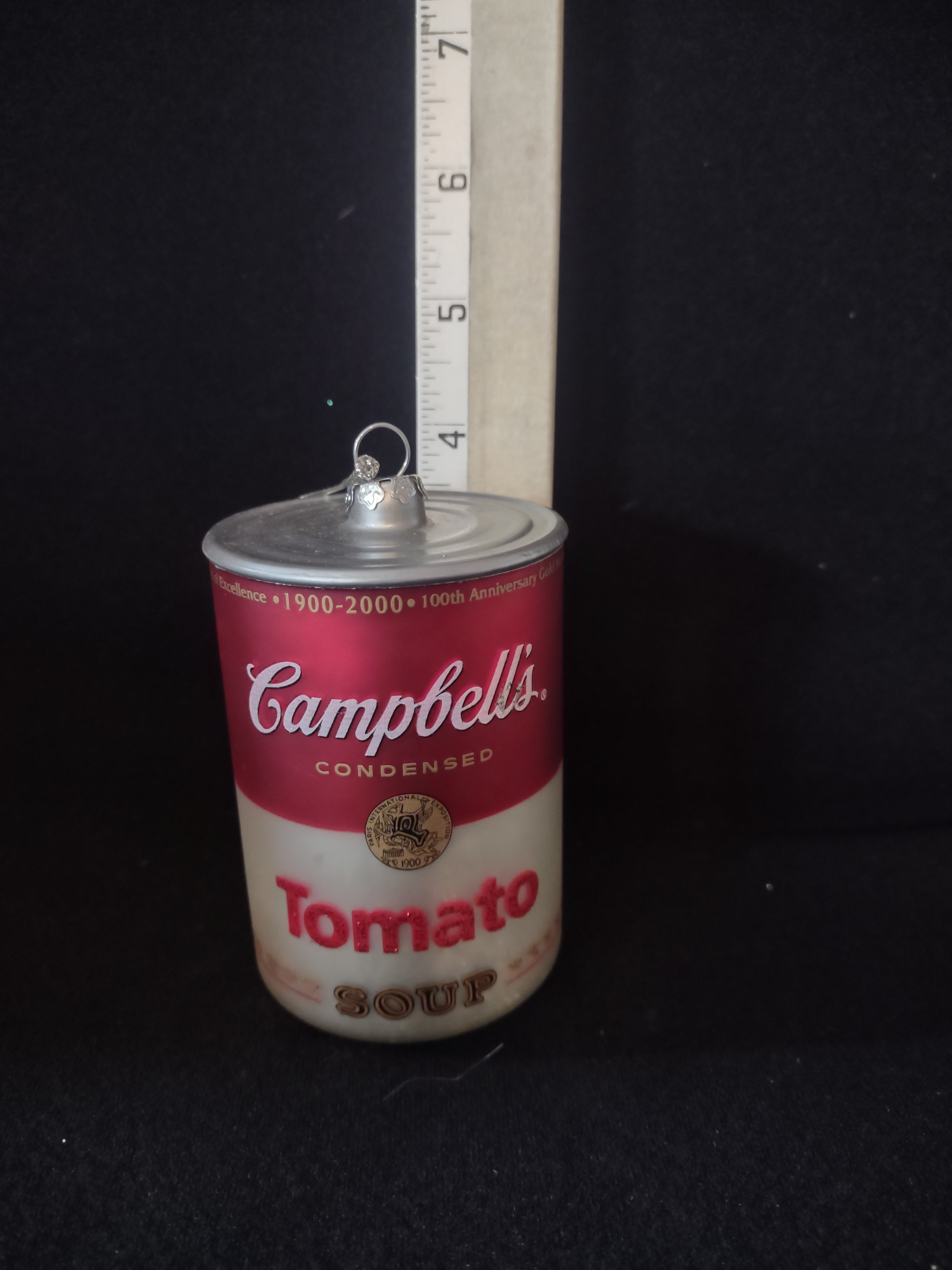 Anniversary 2000 Campbells Glass Tomato Soup Can Christmas Ornament (Lot 4685)