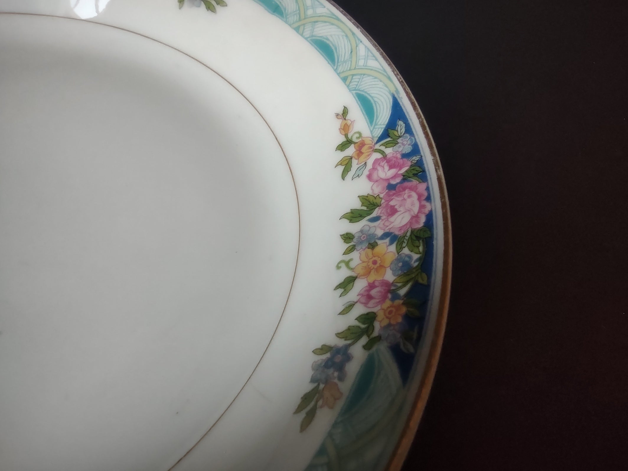 Haviland Limoges Massachusetts Cream Soup Plate Blue Floral (lot 932)