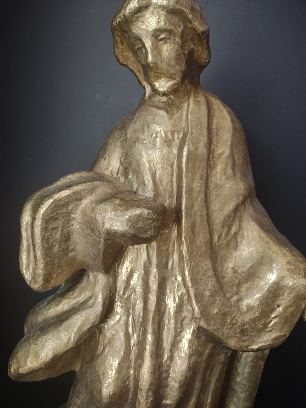 Christmas Paper Mache Shepard Nativity Golden Color 22" (lot 2184)