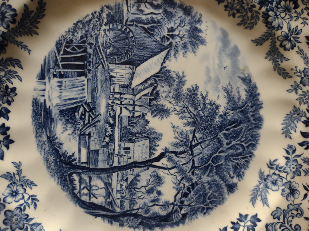 Vintage Johnson Brothers Dinner Plate Ironstone Mill Stream Blue (Lot 5582)