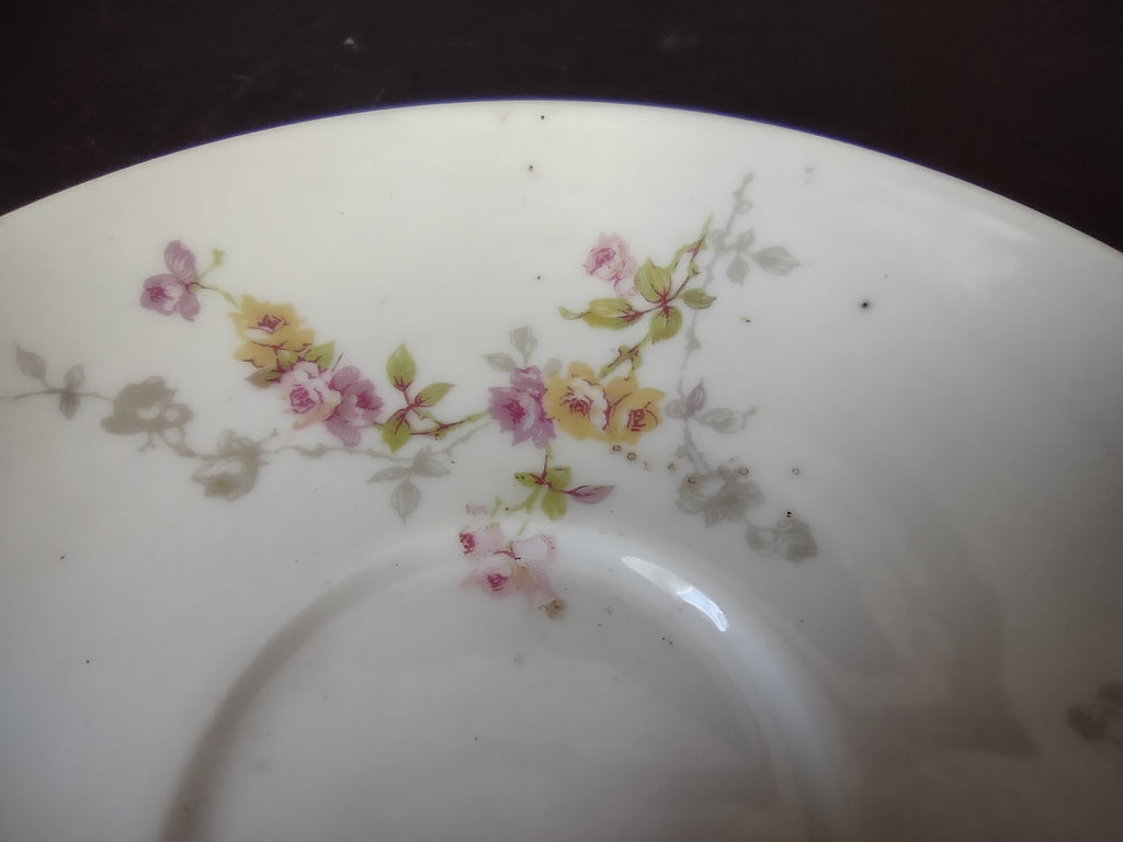 Haviland Limoges Saucer ONLY Pink Yellow Rose (lot 917)
