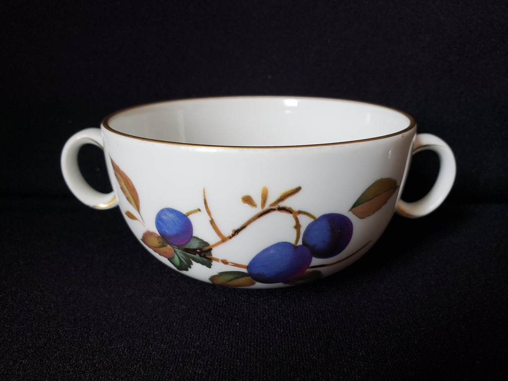 Vintage Royal Worcester Evesham Two Handle Bouillon Cup with Saucer (lot 2079)
