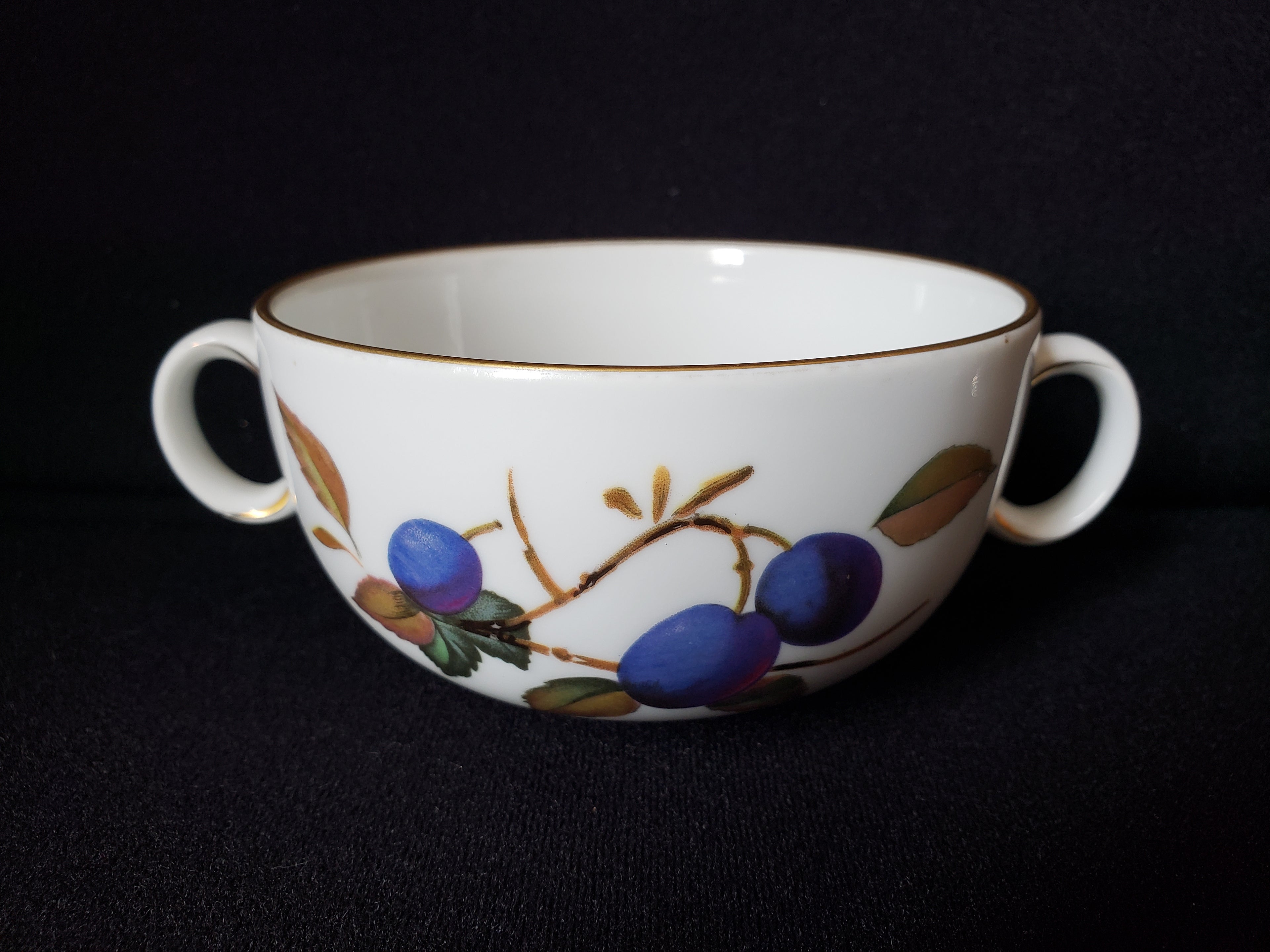 Vintage Royal Worcester Evesham Two Handle Bouillon Cup with Saucer (lot 2079)